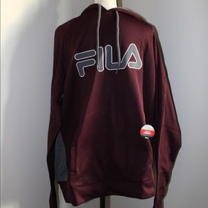 Burgundy and Grey Men’s FILA Hoodie